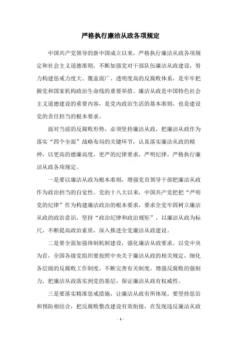 严格执行廉洁从政各项规定