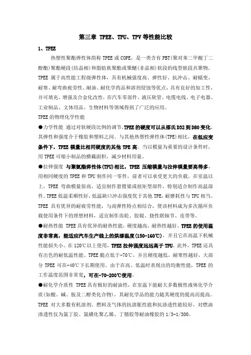 3.TPEE与TPU、TPV等弹性体的性能比较