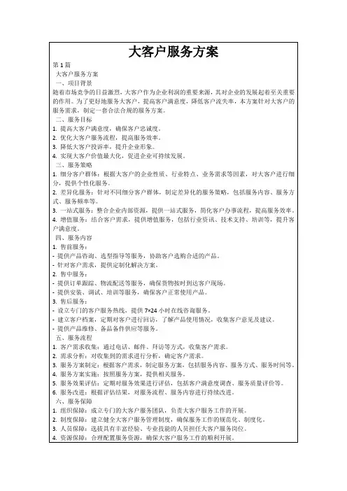 大客户服务方案