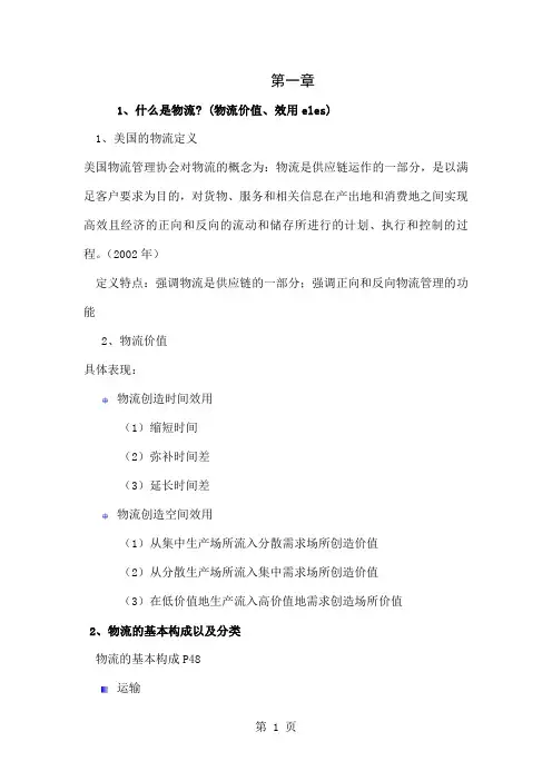 物流复习提纲word精品文档20页