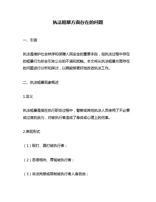 执法粗暴方面存在的问题
