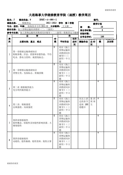 大连海事大学继续教育学院(函授)教学周历 .doc