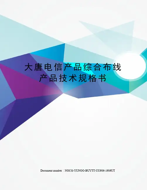 大唐电信产品综合布线产品技术规格书
