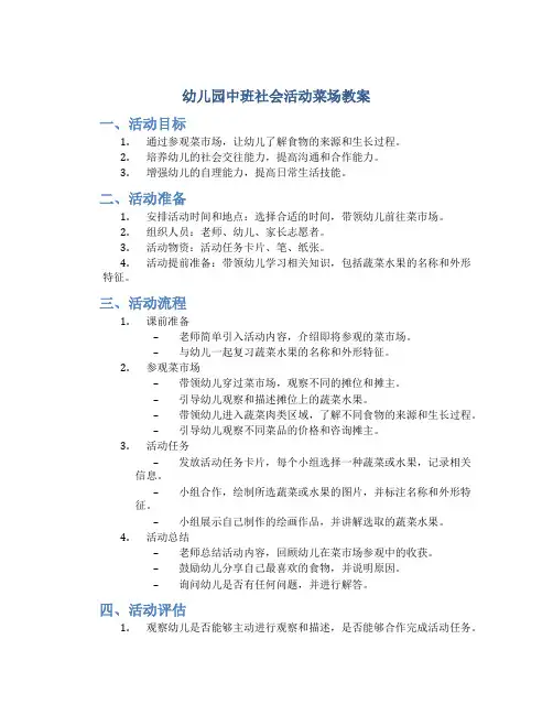 幼儿园中班社会活动菜场教案