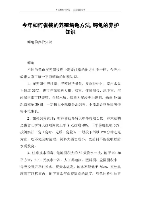 今年如何省钱的养殖鳄龟方法,鳄龟的养护知识
