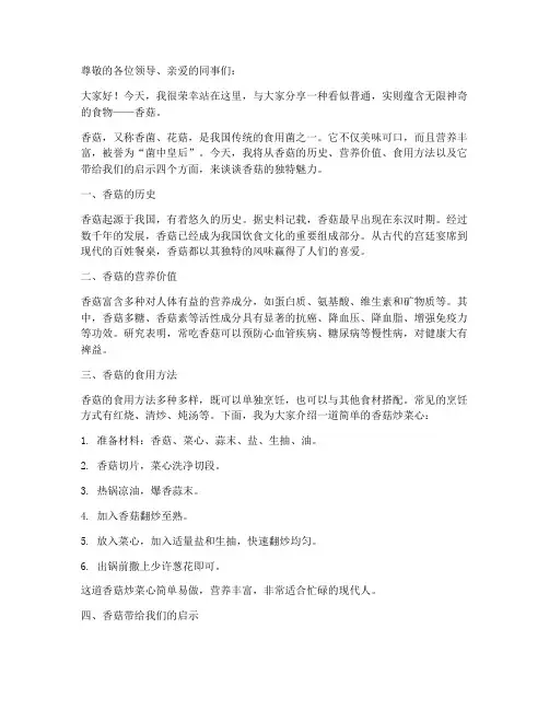 香菇创意演讲稿范文