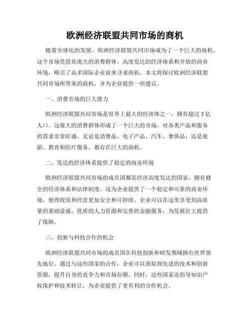 欧洲经济联盟共同市场的商机