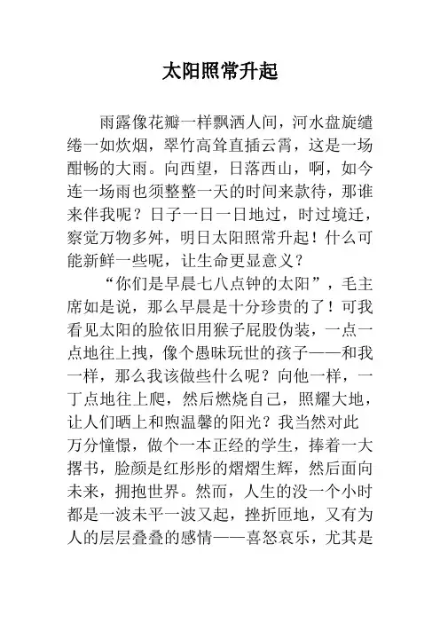 太阳照常升起