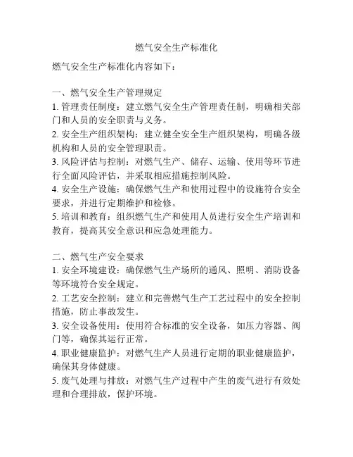 燃气安全生产标准化