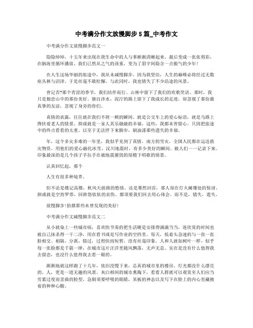 中考满分作文放慢脚步5篇_中考作文