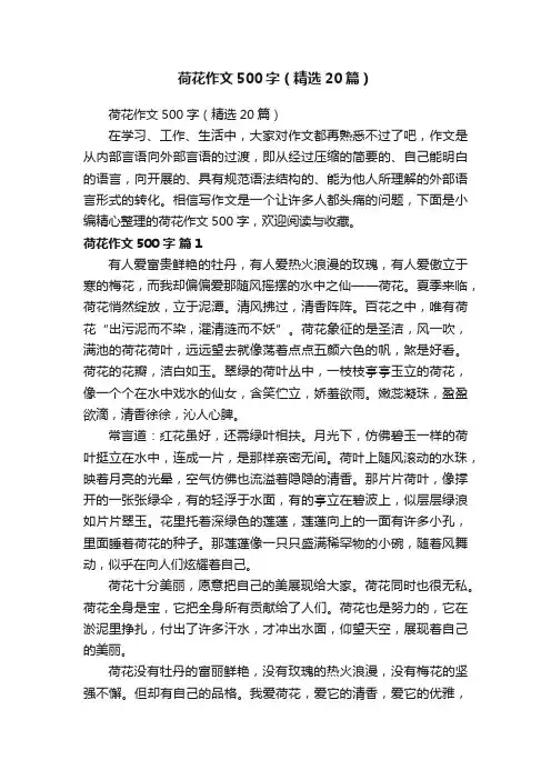 荷花作文500字（精选20篇）