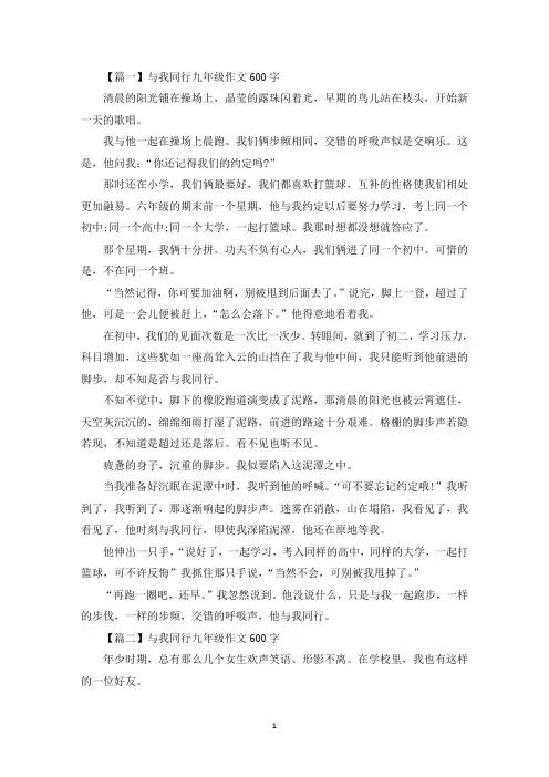 与我同行九年级作文600字(最新)