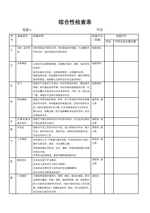 综合性检查表