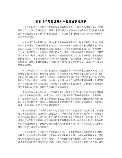 浅析《平凡的世界》中的男性农民形象