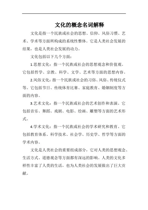 文化的概念名词解释