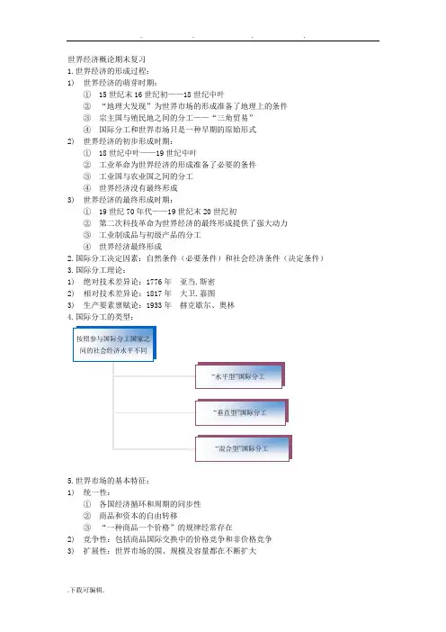 世界经济概论期末复习题