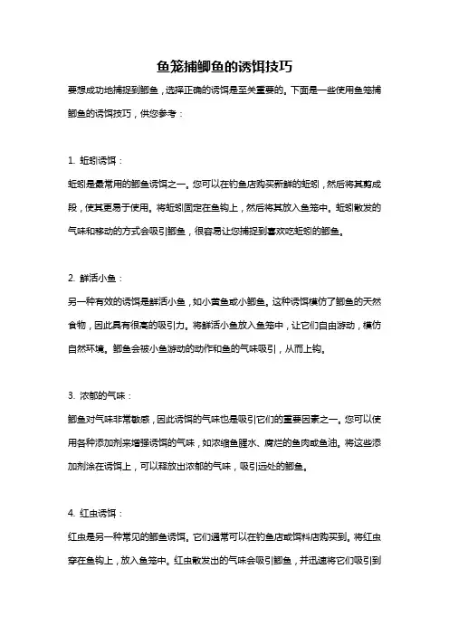 鱼笼捕鲫鱼的诱饵技巧