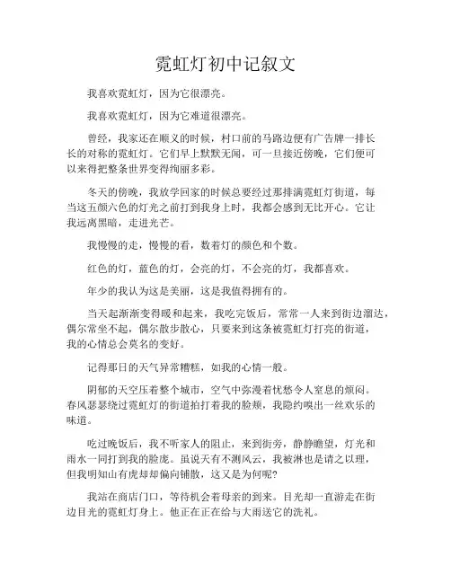 霓虹灯初中记叙文