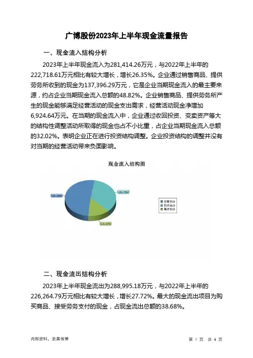 002103广博股份2023年上半年现金流量报告