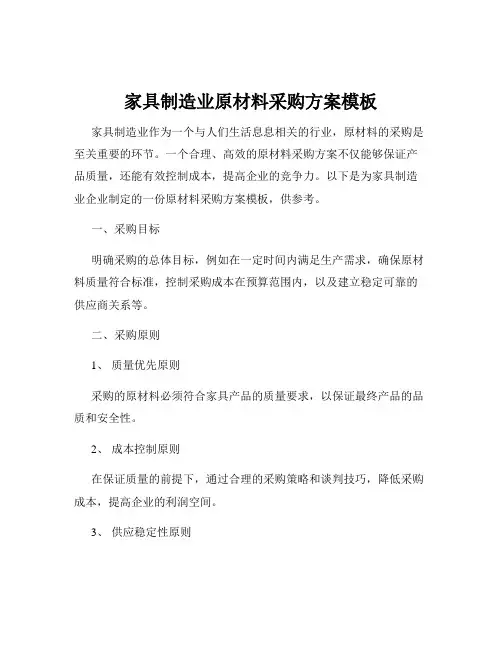 家具制造业原材料采购方案模板