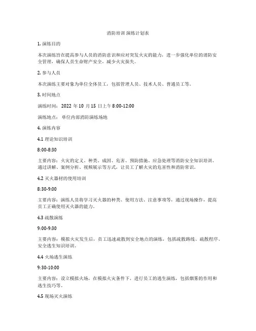 消防培训 演练计划表