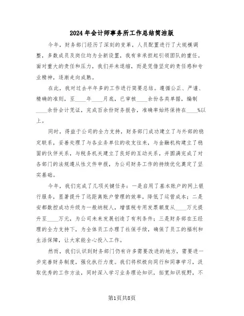 2024年会计师事务所工作总结简洁版（5篇）