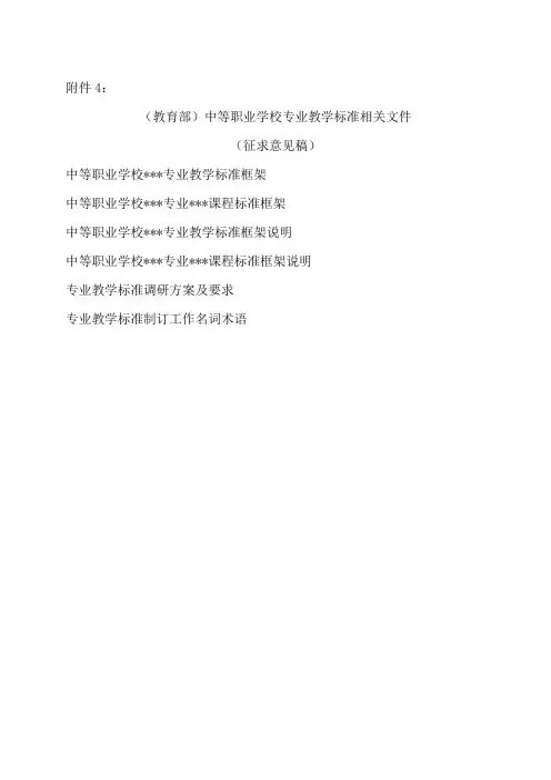 中等职业学校专业教学标准相关文件