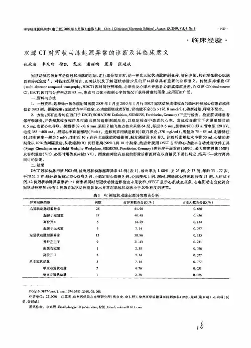 双源CT对冠状动脉起源异常的诊断及其临床意义
