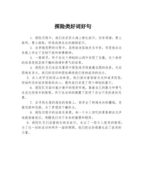 探险类好词好句