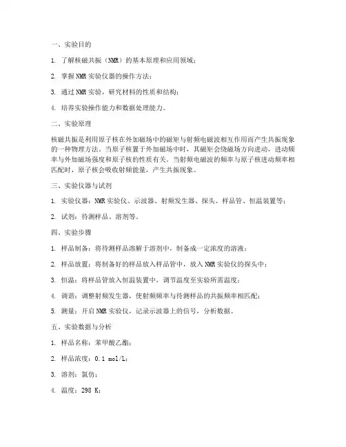 核磁共振材料实验报告
