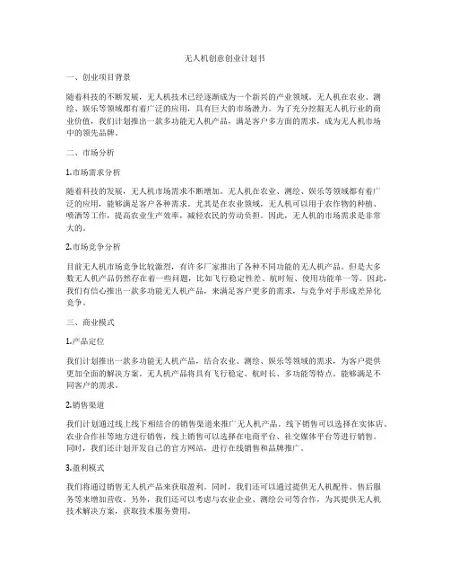 无人机创意创业计划书