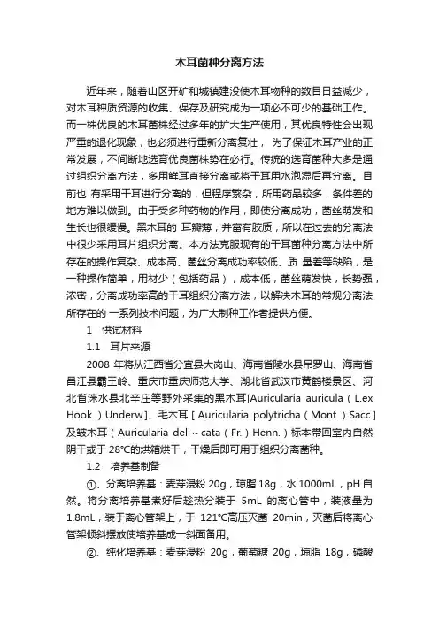 木耳菌种分离方法