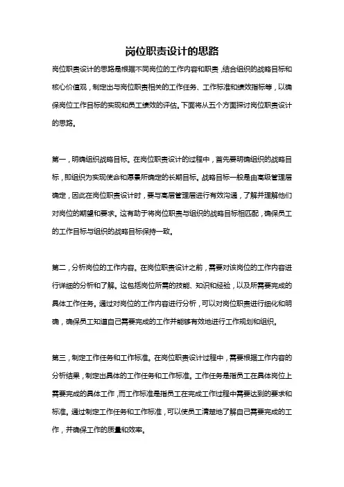 岗位职责设计的思路