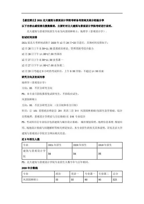 【盛世清北】2021北大建筑与景观设计学院考研备考指南及高分经验分享