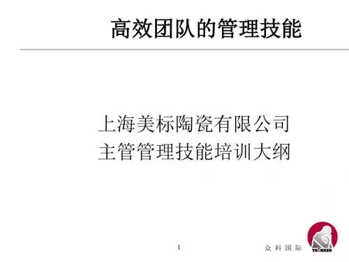 高效团队管理技能培训教纲