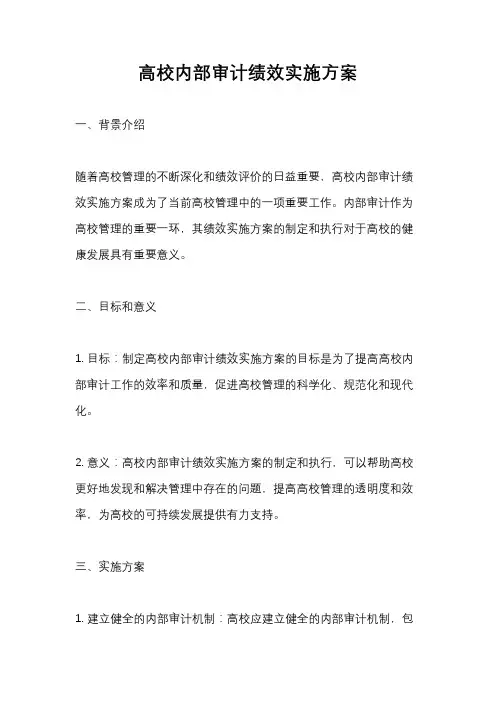 高校内部审计绩效实施方案