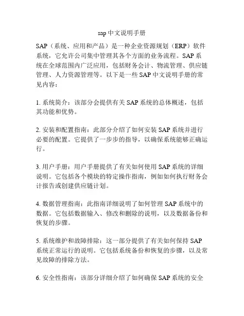 sap中文说明手册