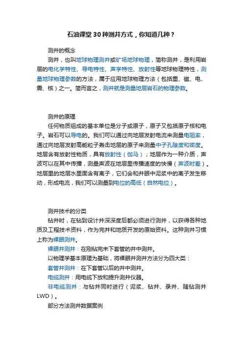 石油课堂30种测井方式，你知道几种？