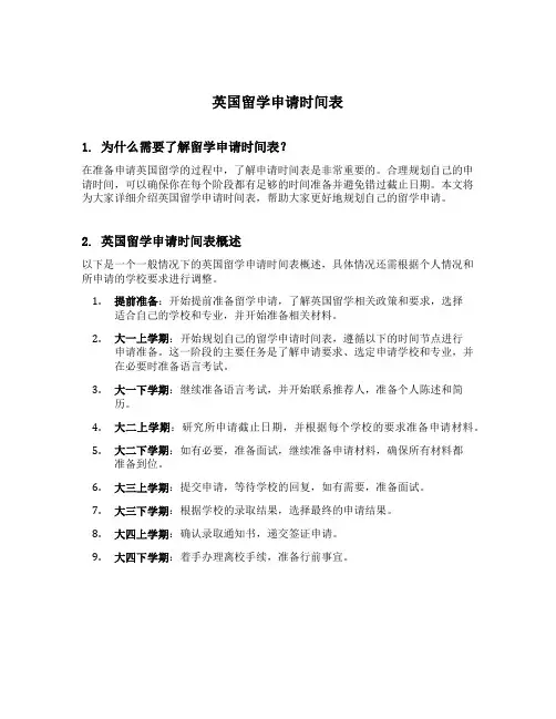 英国留学申请时间表