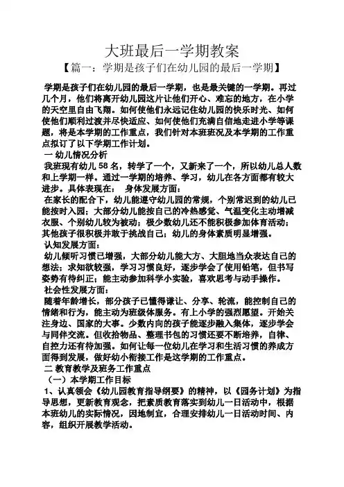 大班最后一学期教案