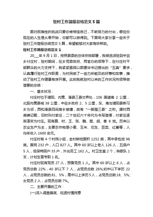 驻村工作简报总结范文5篇
