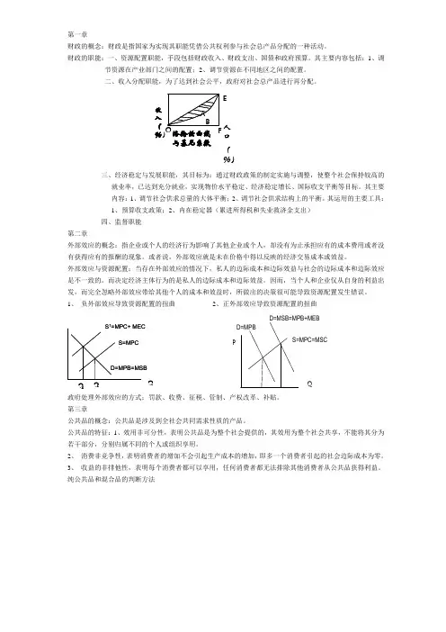 财政学复习提纲