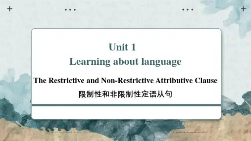 Unit1 非限制性定语从句(教学课件)-高中英语人教版(2019)选择性必修第一册
