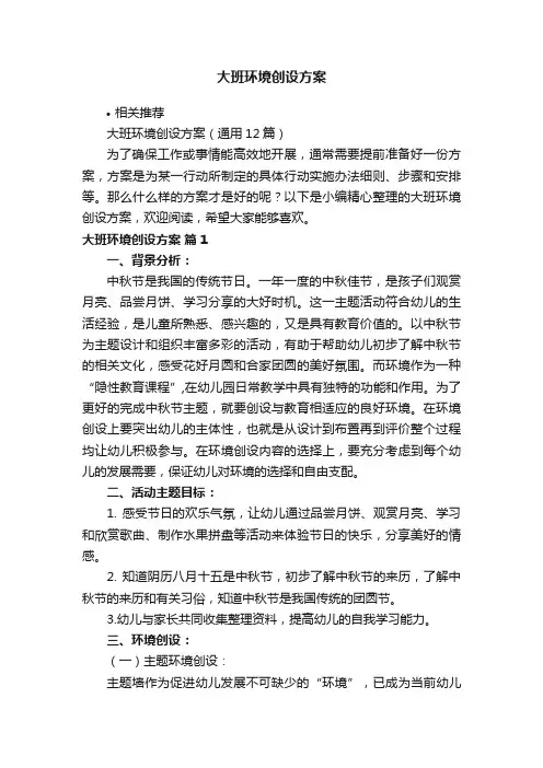 大班环境创设方案