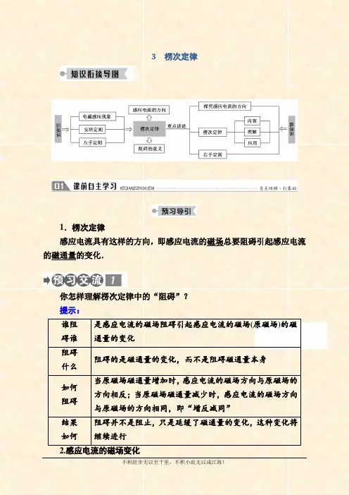 2020-2021学年物理人教版选修3-2学案：4.3 楞次定律 Word版含解析 