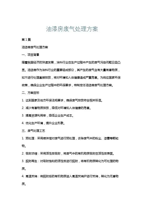 油漆房废气处理方案
