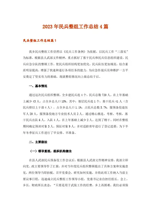 2023年民兵整组工作总结4篇