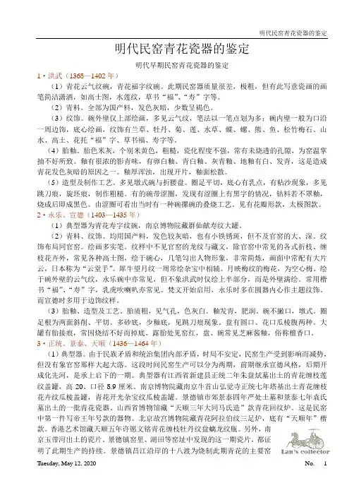 明代民窑青花瓷器的鉴定【分各时期】