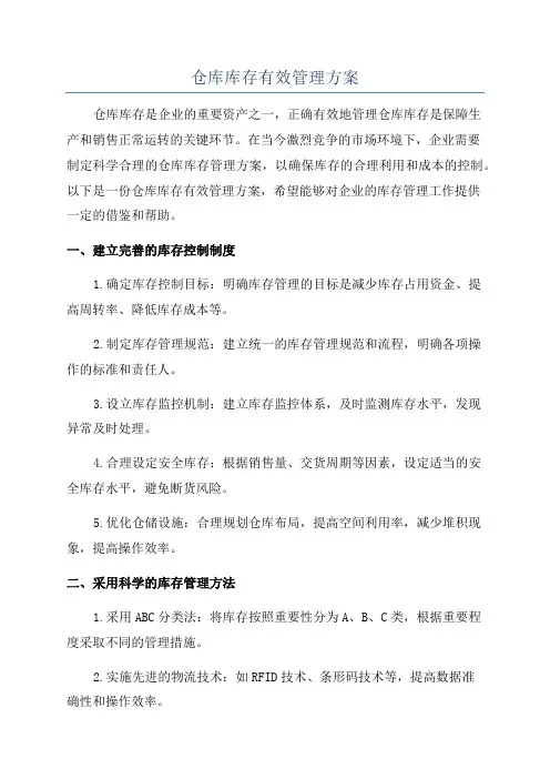 仓库库存有效管理方案