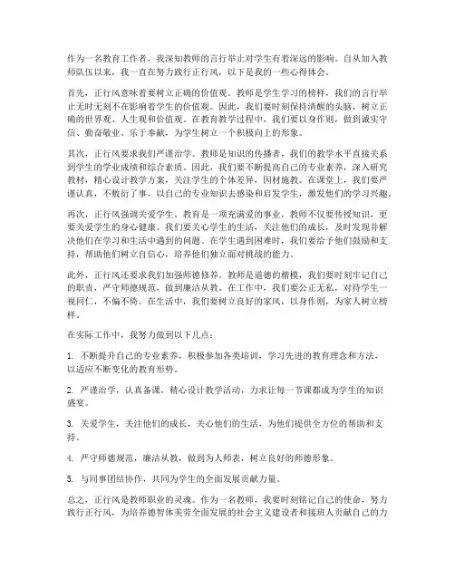 教师正行风心得体会
